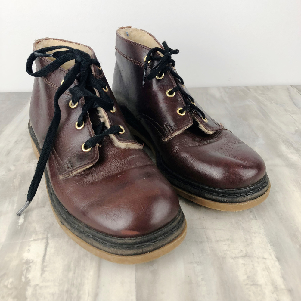 Youth Shearling Lined Leather Ankle Boots Size 7.5